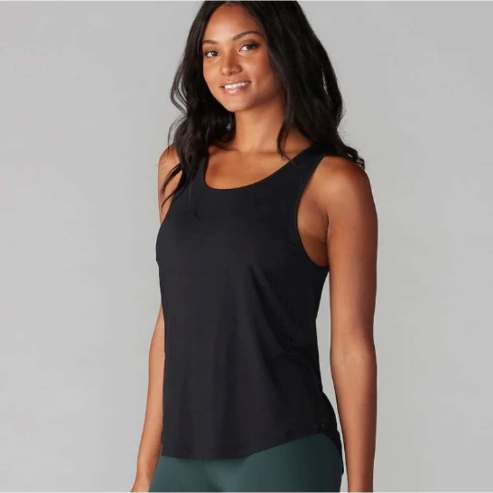 Tavi Noir Tempo Tank Top Black Open Back Cross Strap Modal Spandex Womens Medium